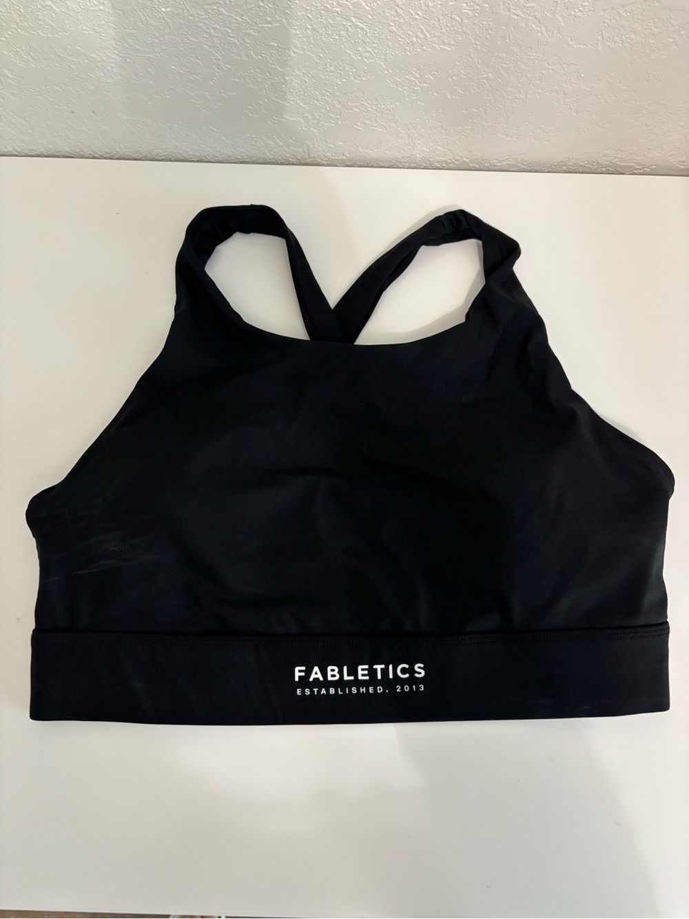 Fabletics Black High-Neck Crossback Sports Bra